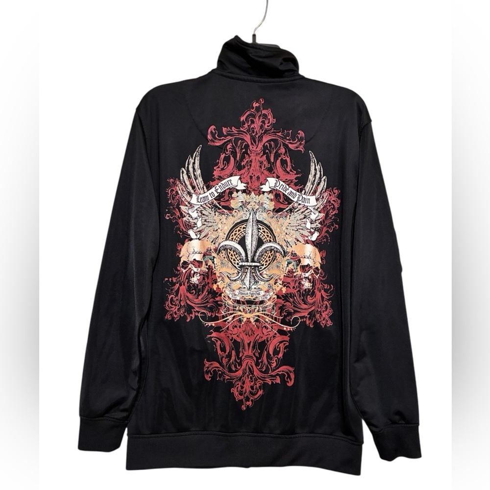 MMA Elite Black Track Jacket Double side S Skulls Graphics Pride and Pain Endure - Picture 3 of 4